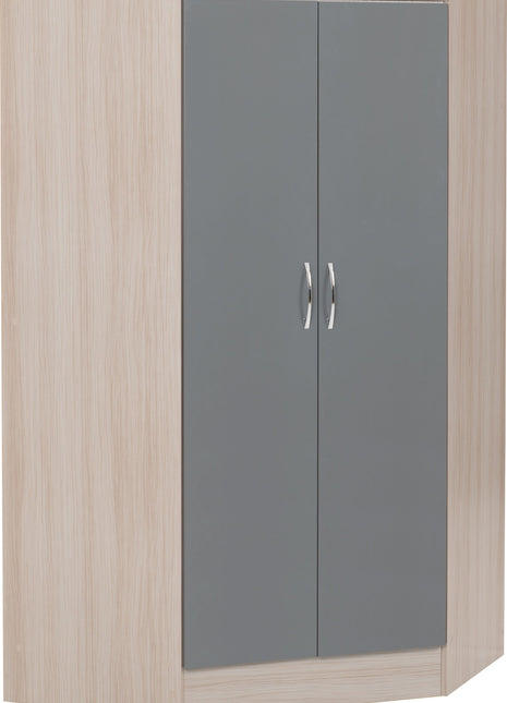 Nevada 2 Door Corner Wardrobe Grey/Oak