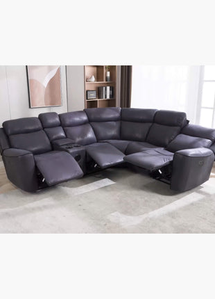 Techno Reclining Corner Sofa with 3 Power Reclining With USB & Bluetooth connectors - Grey